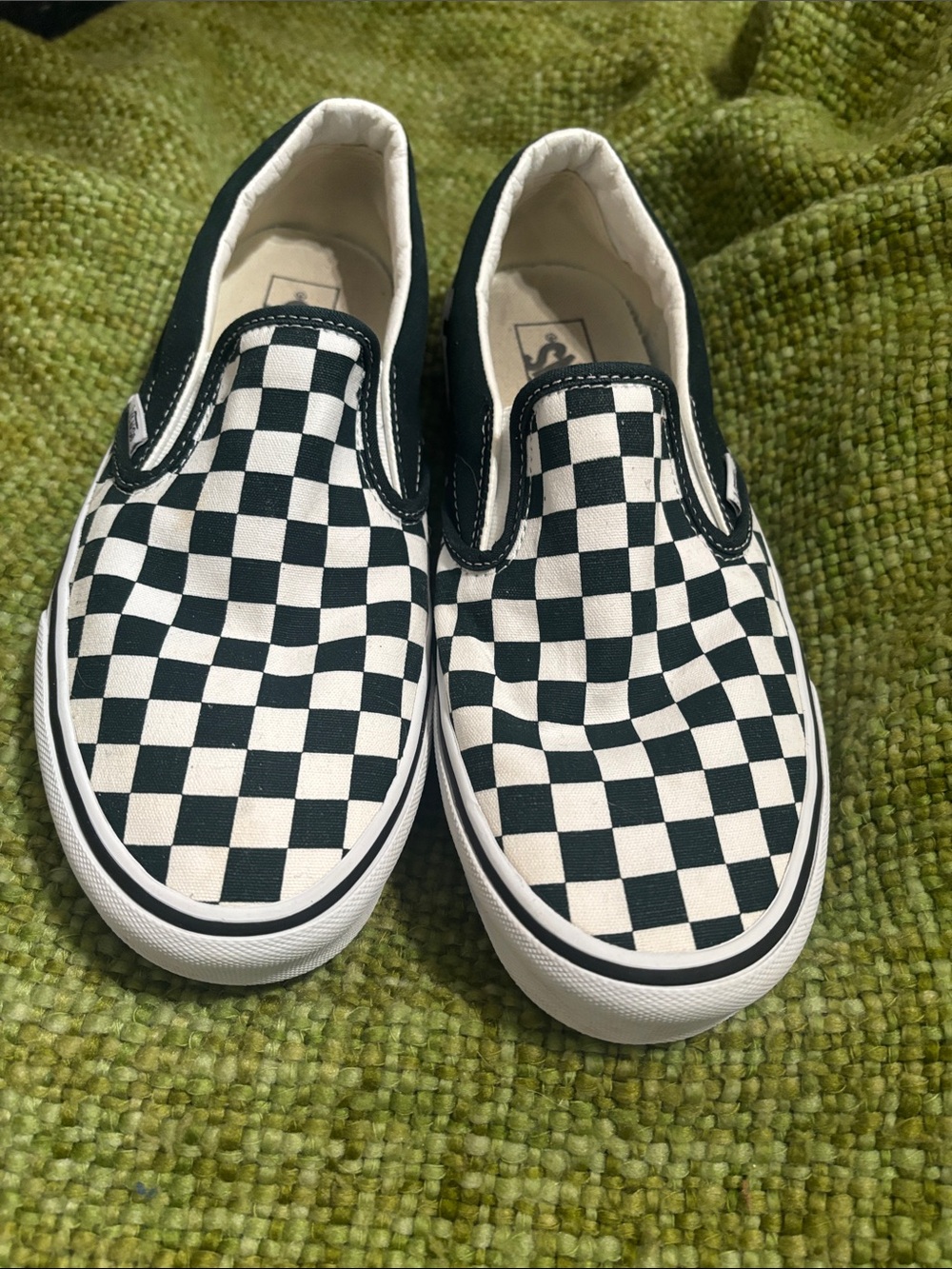 Vans Checkerboard Slip-On - Olive Green & White